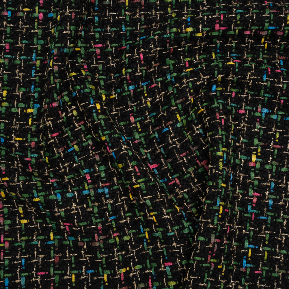 Metallic Acrylic and Wool Tweed – Black, Green and Gold – Deadstock Metallic Acrylic and Wool Tweed – Black, Green and Gold – Deadstock