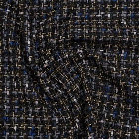 Metallic Acrylic and Wool Tweed – Black, Gray and Gold – Deadstock Metallic Acrylic and Wool Tweed – Black, Gray and Gold – Deadstock