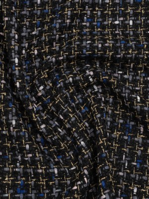 Metallic Acrylic and Wool Tweed – Black, Gray and Gold – Deadstock Metallic Acrylic and Wool Tweed – Black, Gray and Gold – Deadstock