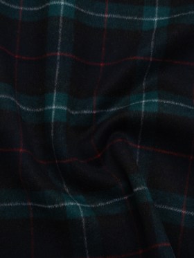 Brushed Wool Double Cloth Coating – Black, Deep Green and Red Plaid – Deadstock Brushed Wool Double Cloth Coating – Black, Deep Green and Red Plaid – Deadstock