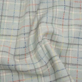 Brushed Wool Double Cloth Coating – Mint, Charcoal and Blue Plaid – Deadstock Brushed Wool Double Cloth Coating – Mint, Charcoal and Blue Plaid – Deadstock