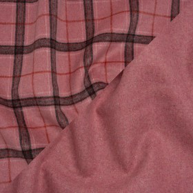 Brushed Wool Double Cloth Coating – Strawberry Pink, Charcoal and Red Plaid and Pink Heathered – Deadstock Brushed Wool Double Cloth Coating – Strawberry Pink, Charcoal and Red Plaid and Pink Heathered – Deadstock