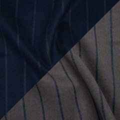 Brushed Wool Double Cloth Coating – Navy Blue and Gray Chalk Stripes – Deadstock Brushed Wool Double Cloth Coating – Navy Blue and Gray Chalk Stripes – Deadstock