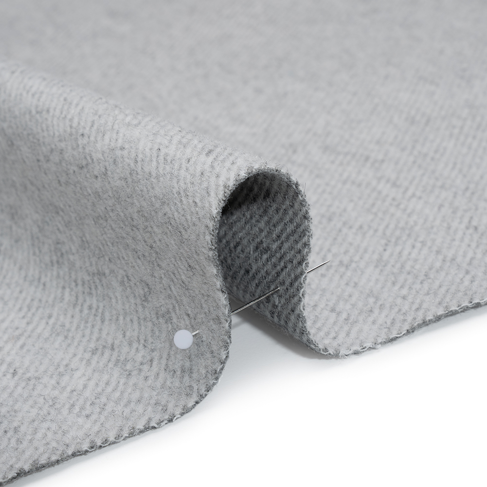 Brushed Polyester Twill Coating - Gray and White - Deadstock