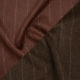 Brushed Wool Double Cloth Coating – Burgundy and Dark Brown Chalk Stripes – Deadstock Brushed Wool Double Cloth Coating – Burgundy and Dark Brown Chalk Stripes – Deadstock