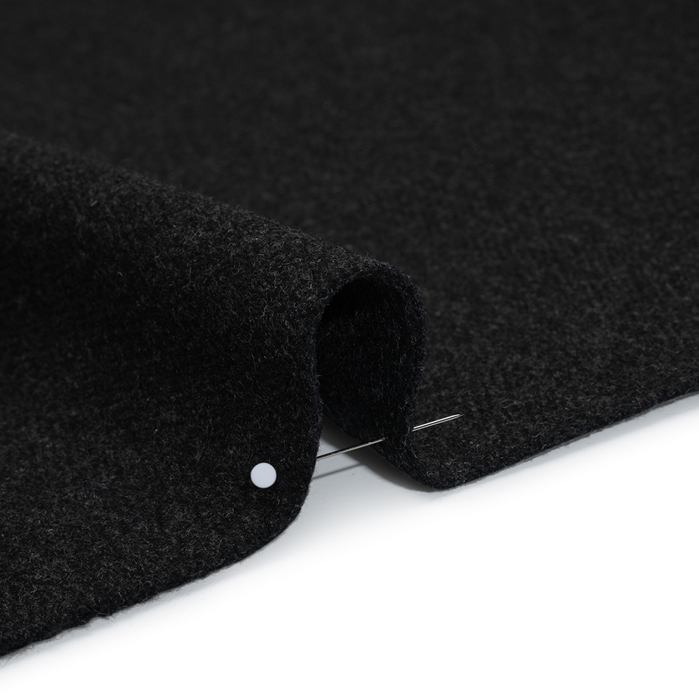 Brushed Wool Herringbone Twill Double Faced Coating - Heathered Charcoal - Deadstock