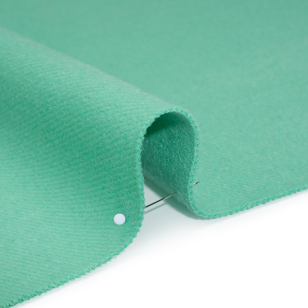 Brushed Wool Blend Twill Coating - Bright Mint - Deadstock