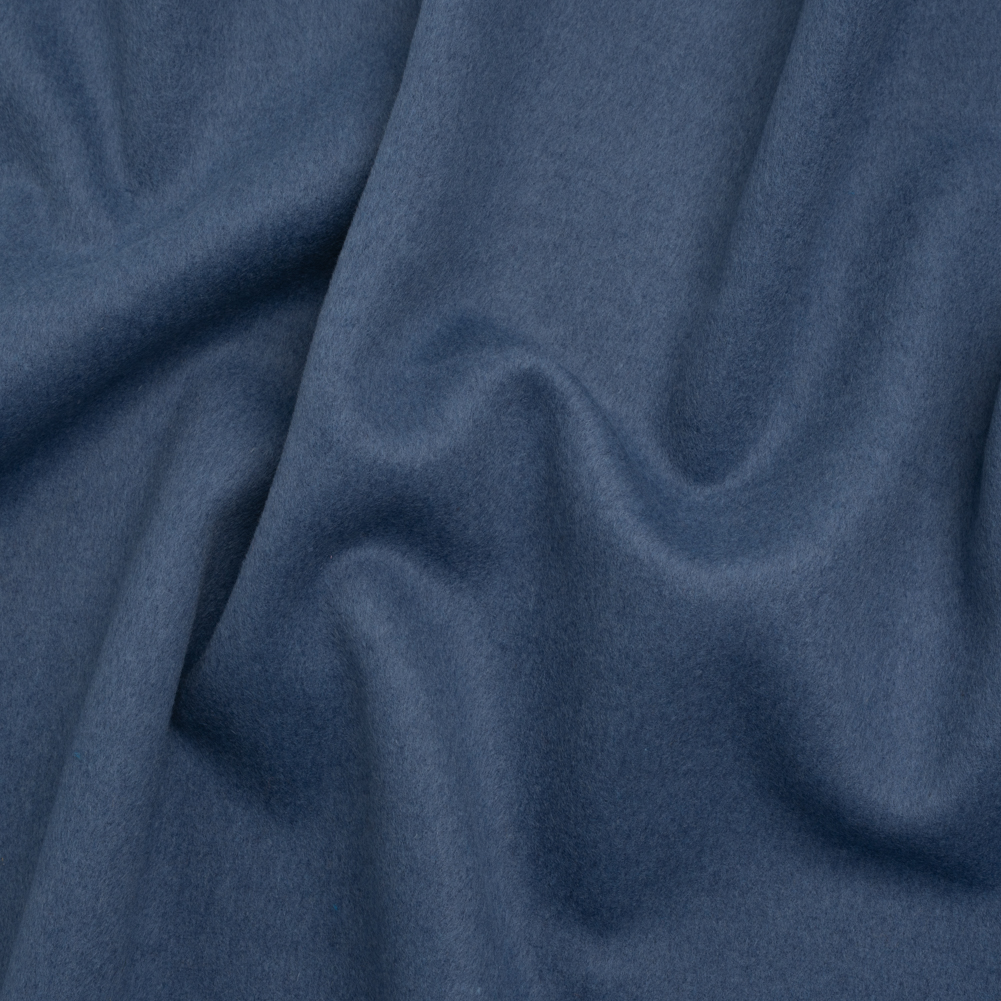 Brushed Wool Blend Double Cloth Coating – Denim Blue – Deadstock Brushed Wool Blend Double Cloth Coating – Denim Blue – Deadstock