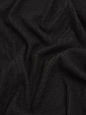 Stretch Brushed Double Face 2×2 Rib Knit – Black – Deadstock Stretch Brushed Double Face 2×2 Rib Knit – Black – Deadstock
