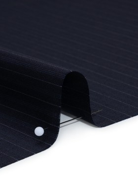 Wool Suiting Made in Italy – Navy and Pale Blue Pinstripes – Deadstock Wool Suiting Made in Italy – Navy and Pale Blue Pinstripes – Deadstock