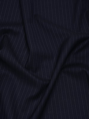 Wool Suiting Made in Italy – Navy and Pale Blue Pinstripes – Deadstock Wool Suiting Made in Italy – Navy and Pale Blue Pinstripes – Deadstock