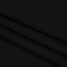 Wool Twill Suiting Made in Italy – Black on Black Stripes – Deadstock Wool Twill Suiting Made in Italy – Black on Black Stripes – Deadstock