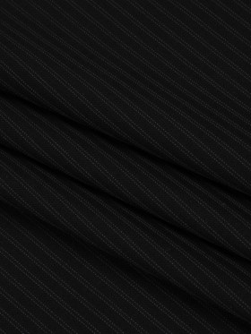 Wool Twill Suiting Made in Italy – Black on Black Stripes – Deadstock Wool Twill Suiting Made in Italy – Black on Black Stripes – Deadstock