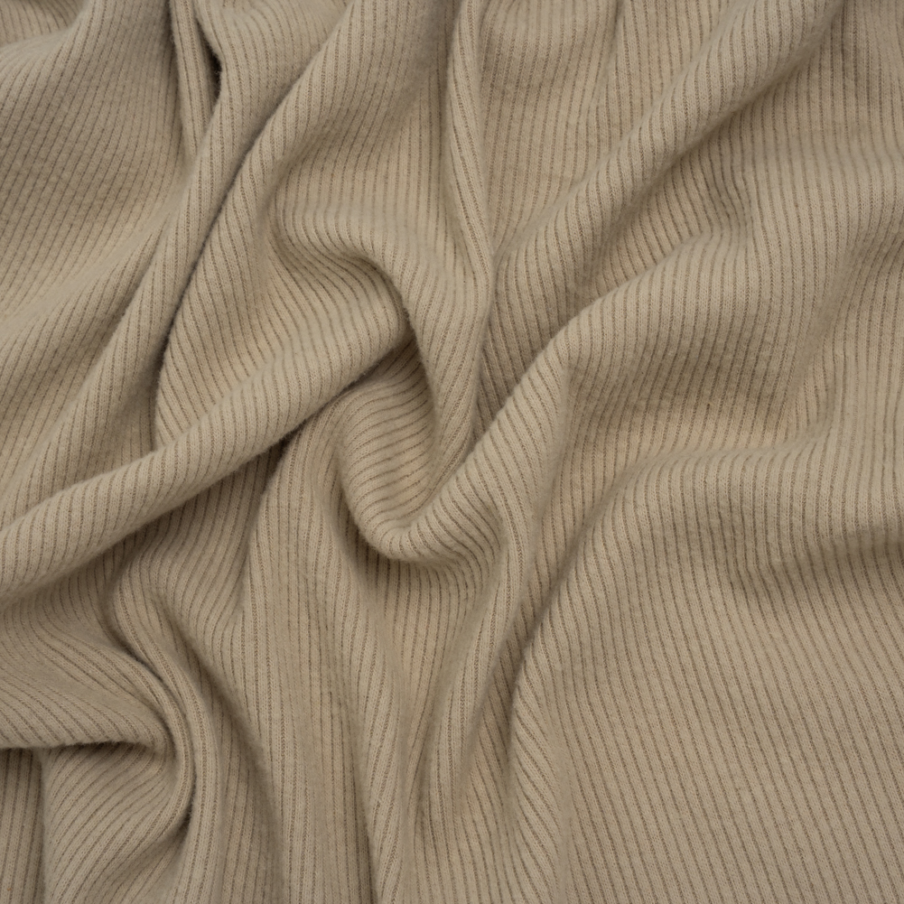 Stretch Brushed Double Face 2×2 Rib Knit – Taupe – Deadstock Stretch Brushed Double Face 2×2 Rib Knit – Taupe – Deadstock
