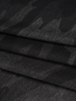 Lightweight Polyester Jersey Print – Black and Charcoal Subtle Camouflage – Deadstock Lightweight Polyester Jersey Print – Black and Charcoal Subtle Camouflage – Deadstock