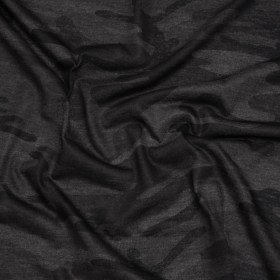 Lightweight Polyester Jersey Print – Black and Charcoal Subtle Camouflage – Deadstock Lightweight Polyester Jersey Print – Black and Charcoal Subtle Camouflage – Deadstock