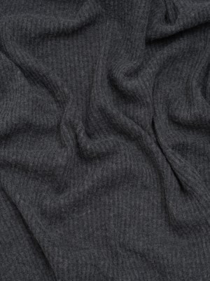 Brushed Polyester 2×2 Rib Knit – Anthracite Gray – Deadstock Brushed Polyester 2×2 Rib Knit – Anthracite Gray – Deadstock