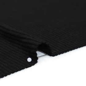 Stretch Viscose 2×2 Ribbed Sweater Knit – Black – Deadstock Stretch Viscose 2×2 Ribbed Sweater Knit – Black – Deadstock
