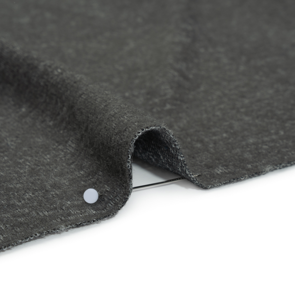 Cozy Brushed Stretch Rayon Sweater Knit - Heathered Anthracite Gray - Deadstock