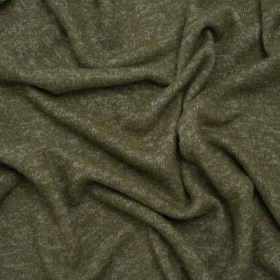 Cozy Brushed Stretch Rayon Sweater Knit – Heathered Moss Green – Deadstock Cozy Brushed Stretch Rayon Sweater Knit – Heathered Moss Green – Deadstock