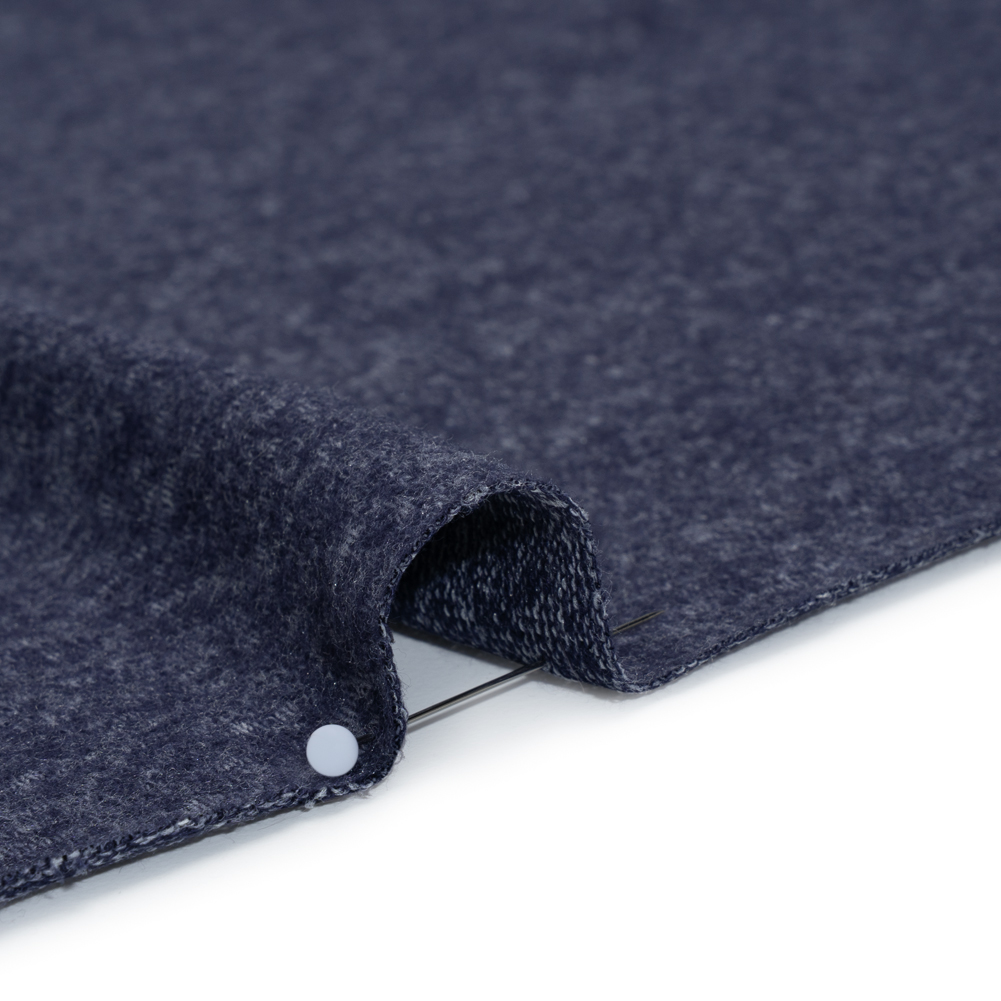 Cozy Brushed Stretch Rayon Sweater Knit - Heathered Bright Navy - Deadstock