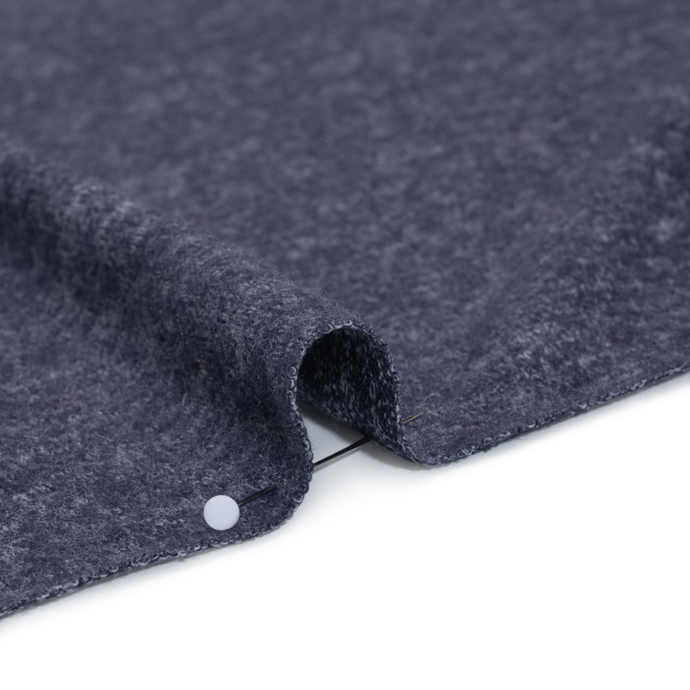 Cozy Brushed Stretch Rayon Sweater Knit - Heathered Navy Blue - Deadstock