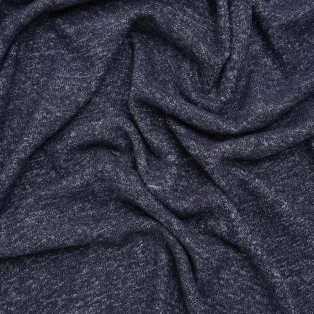 Cozy Brushed Stretch Rayon Sweater Knit – Heathered Navy Blue – Deadstock Cozy Brushed Stretch Rayon Sweater Knit – Heathered Navy Blue – Deadstock