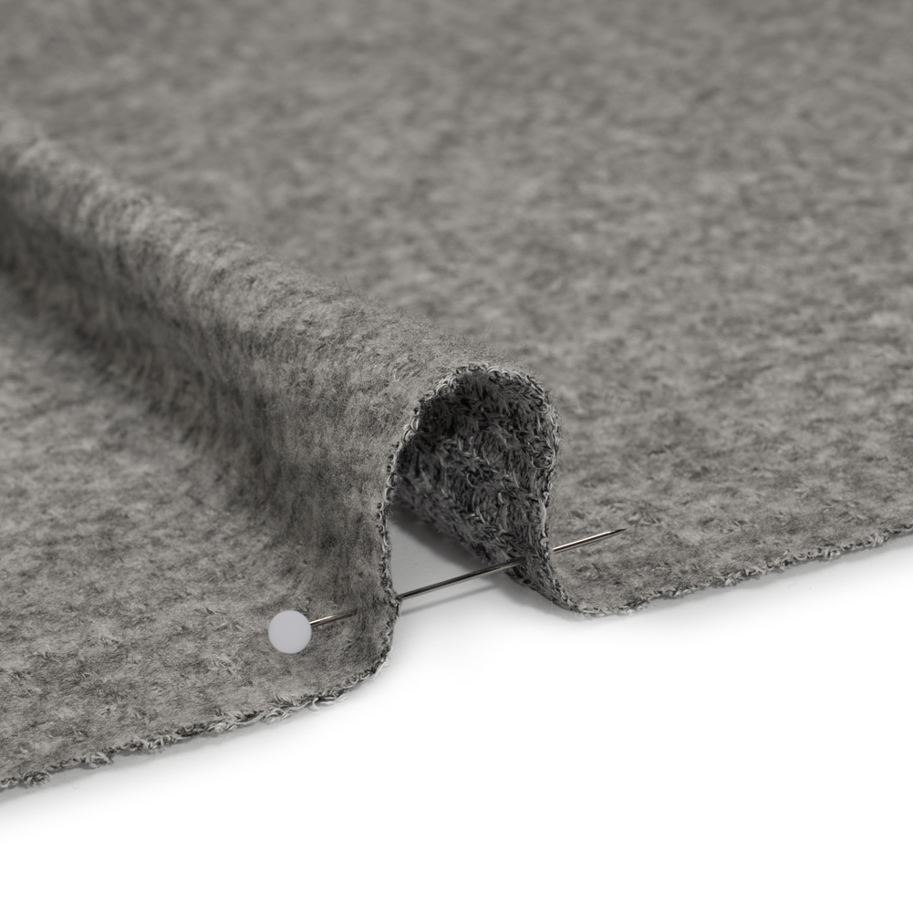 Brushed Stretch Rayon and Polyester Waffle Sweater Knit - Heathered Light Gray - Deadstock