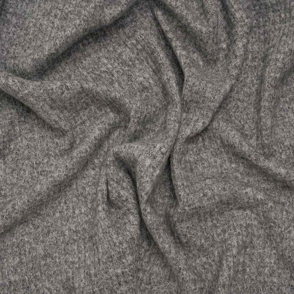 Brushed Stretch Rayon and Polyester Waffle Sweater Knit – Heathered Dark Gray – Deadstock Brushed Stretch Rayon and Polyester Waffle Sweater Knit – Heathered Dark Gray – Deadstock