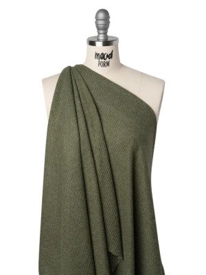 Brushed Stretch Rayon and Polyester Waffle Sweater Knit – Heathered Moss Green – Deadstock Brushed Stretch Rayon and Polyester Waffle Sweater Knit – Heathered Moss Green – Deadstock