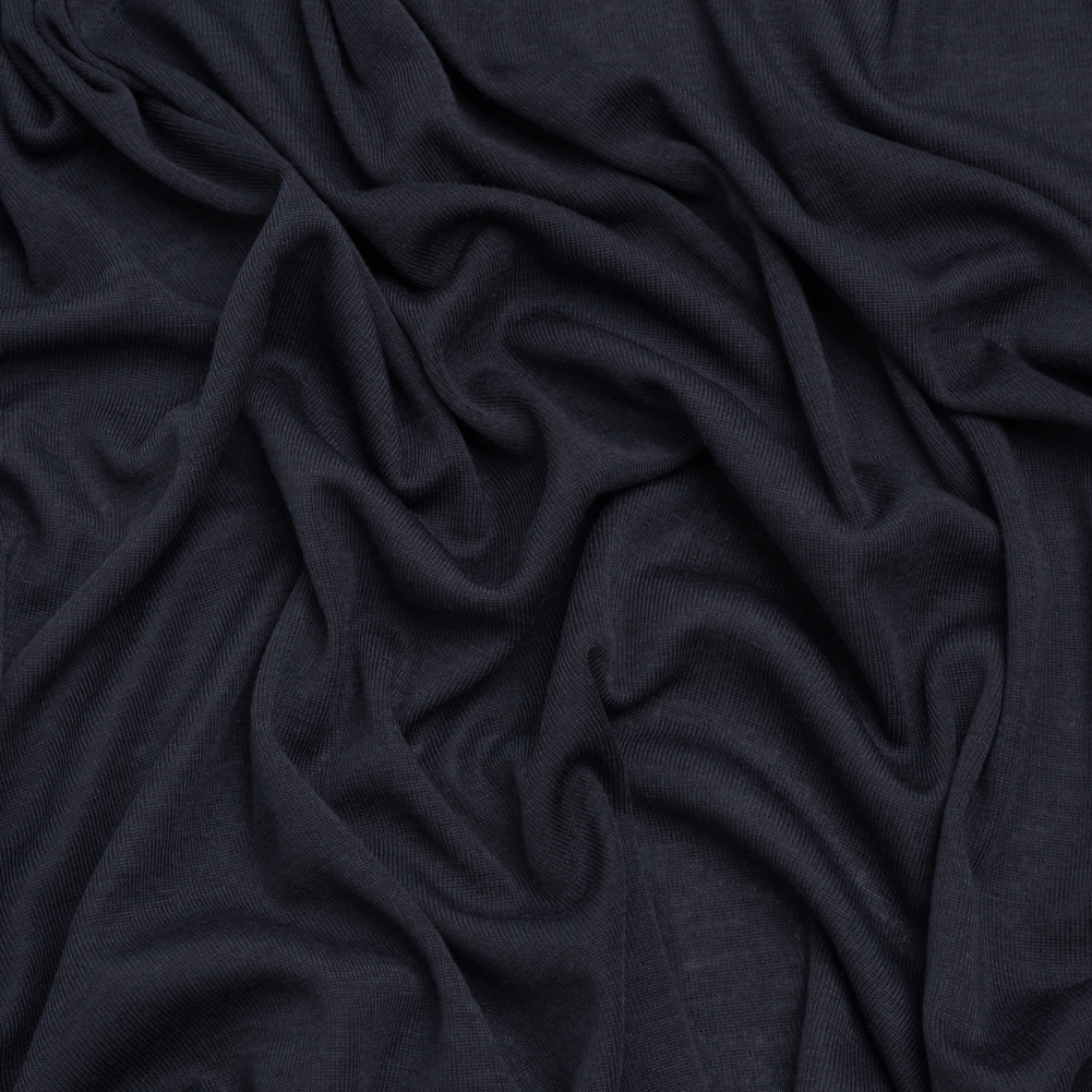 Polyester 1×1 Rib Knit – Navy Blue – Deadstock Polyester 1×1 Rib Knit – Navy Blue – Deadstock