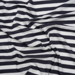 Lightweight Cotton and Polyester Jersey – Navy Blue and White Stripes – Deadstock Lightweight Cotton and Polyester Jersey – Navy Blue and White Stripes – Deadstock