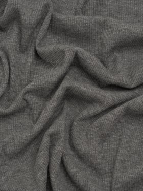 Cotton and Polyester 2×2 Rib Knit – Dark Heathered Gray – Deadstock Cotton and Polyester 2×2 Rib Knit – Dark Heathered Gray – Deadstock