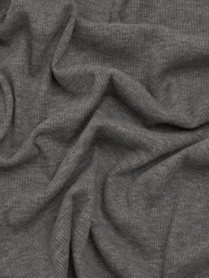 Cotton and Polyester 2×2 Rib Knit – Dark Heathered Gray – Deadstock Cotton and Polyester 2×2 Rib Knit – Dark Heathered Gray – Deadstock