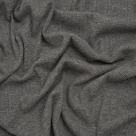 Cotton and Polyester 2×2 Rib Knit – Dark Heathered Gray – Deadstock Cotton and Polyester 2×2 Rib Knit – Dark Heathered Gray – Deadstock