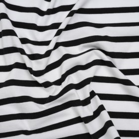 Cotton and Polyester Jersey – Black and White Stripes – Deadstock Cotton and Polyester Jersey – Black and White Stripes – Deadstock