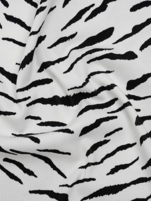 Stretch Cotton 2×2 Rib Knit Print – Black and White Zebra Stripes – Deadstock Stretch Cotton 2×2 Rib Knit Print – Black and White Zebra Stripes – Deadstock