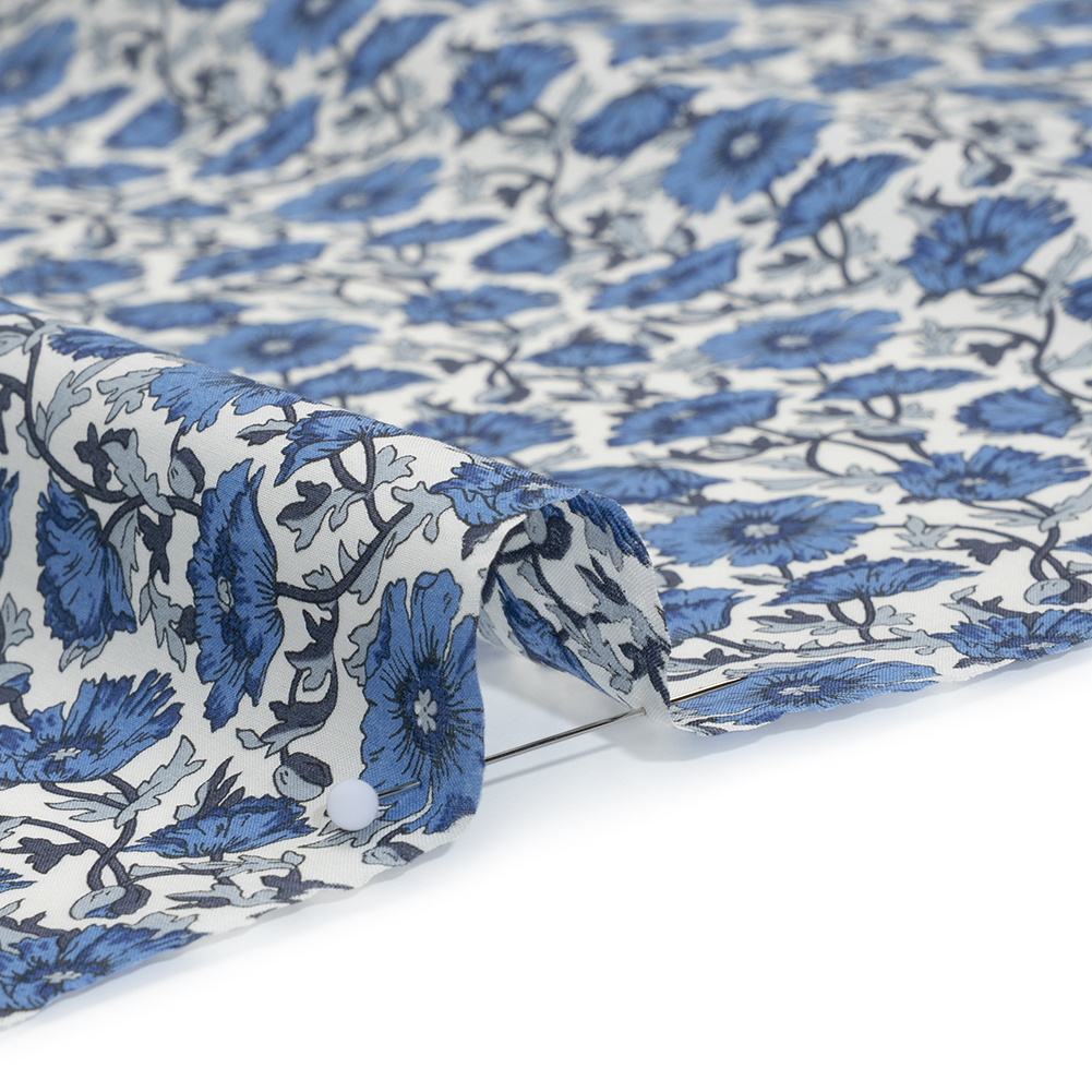 Liberty Fabrics Tana Lawn® – Astell Reece Blue – Blue and White Flower Vines Liberty Fabrics Tana Lawn® – Astell Reece Blue – Blue and White Flower Vines