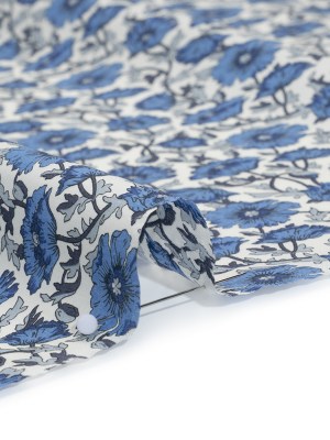 Liberty Fabrics Tana Lawn® – Astell Reece Blue – Blue and White Flower Vines Liberty Fabrics Tana Lawn® – Astell Reece Blue – Blue and White Flower Vines