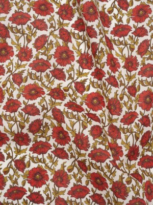 Liberty Fabrics Tana Lawn® – Astell Reece Red – Red and Golden Olive Flower Vines Liberty Fabrics Tana Lawn® – Astell Reece Red – Red and Golden Olive Flower Vines