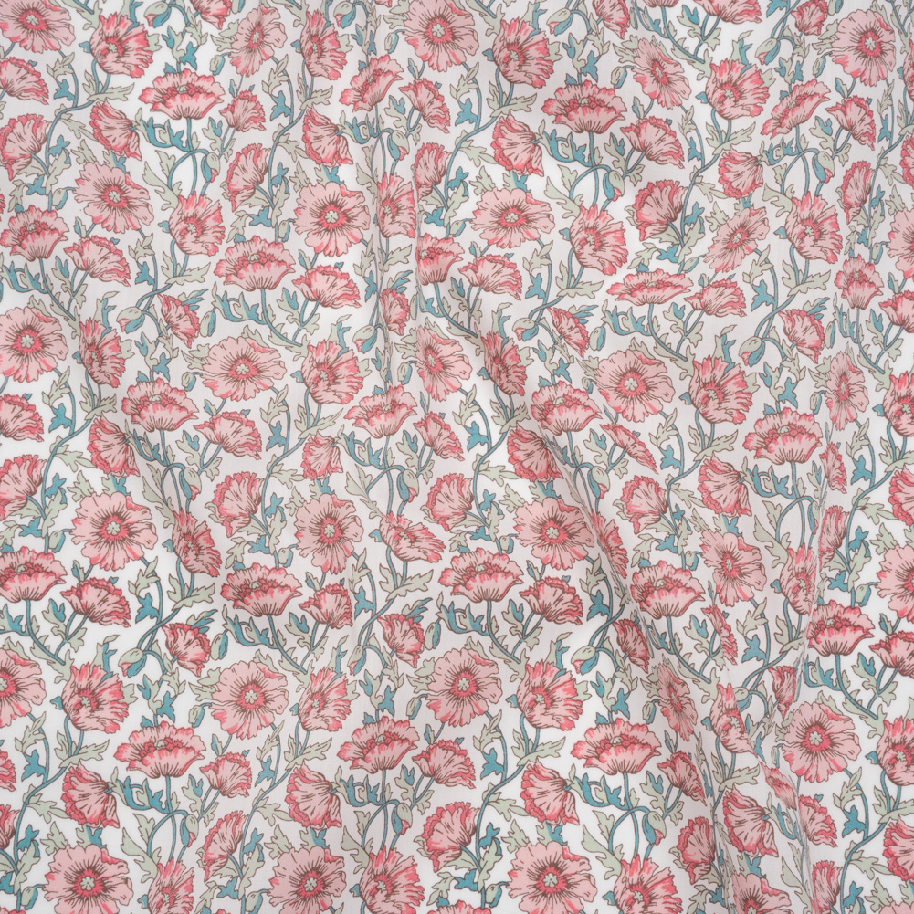 Liberty Fabrics Tana Lawn® – Astell Reece Pink – Baby Pink and Light Green Flower Vines Liberty Fabrics Tana Lawn® – Astell Reece Pink – Baby Pink and Light Green Flower Vines