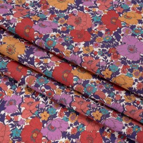 Liberty Fabrics Tana Lawnยฎ – Meadow Song Purple – Golden Yellow, Red and Purple Flower Field Liberty Fabrics Tana Lawnยฎ – Meadow Song Purple – Golden Yellow, Red and Purple Flower Field