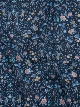 Liberty Fabrics Tana Lawnยฎ – Tapestry Dark Blue – Navy, Sky Blue and Light Yellow Floral and Butterflies Liberty Fabrics Tana Lawnยฎ – Tapestry Dark Blue – Navy, Sky Blue and Light Yellow Floral and Butterflies