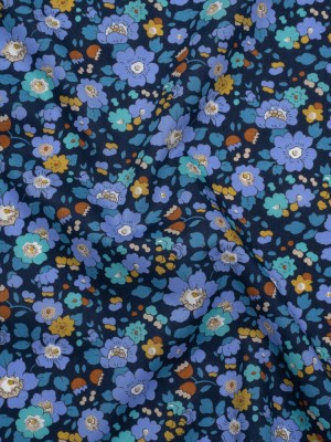 Liberty Fabrics Tana Lawn® – Betsy Meadow Dark Blue – Blue, Periwinkle and Yellow Illustrated Floral Liberty Fabrics Tana Lawn® – Betsy Meadow Dark Blue – Blue, Periwinkle and Yellow Illustrated Floral