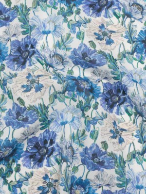 Liberty Fabrics Tana Lawn® – Poppy Amelie Blue – Sky, Cobalt Blue and Green Poppy Flower Field Liberty Fabrics Tana Lawn® – Poppy Amelie Blue – Sky, Cobalt Blue and Green Poppy Flower Field