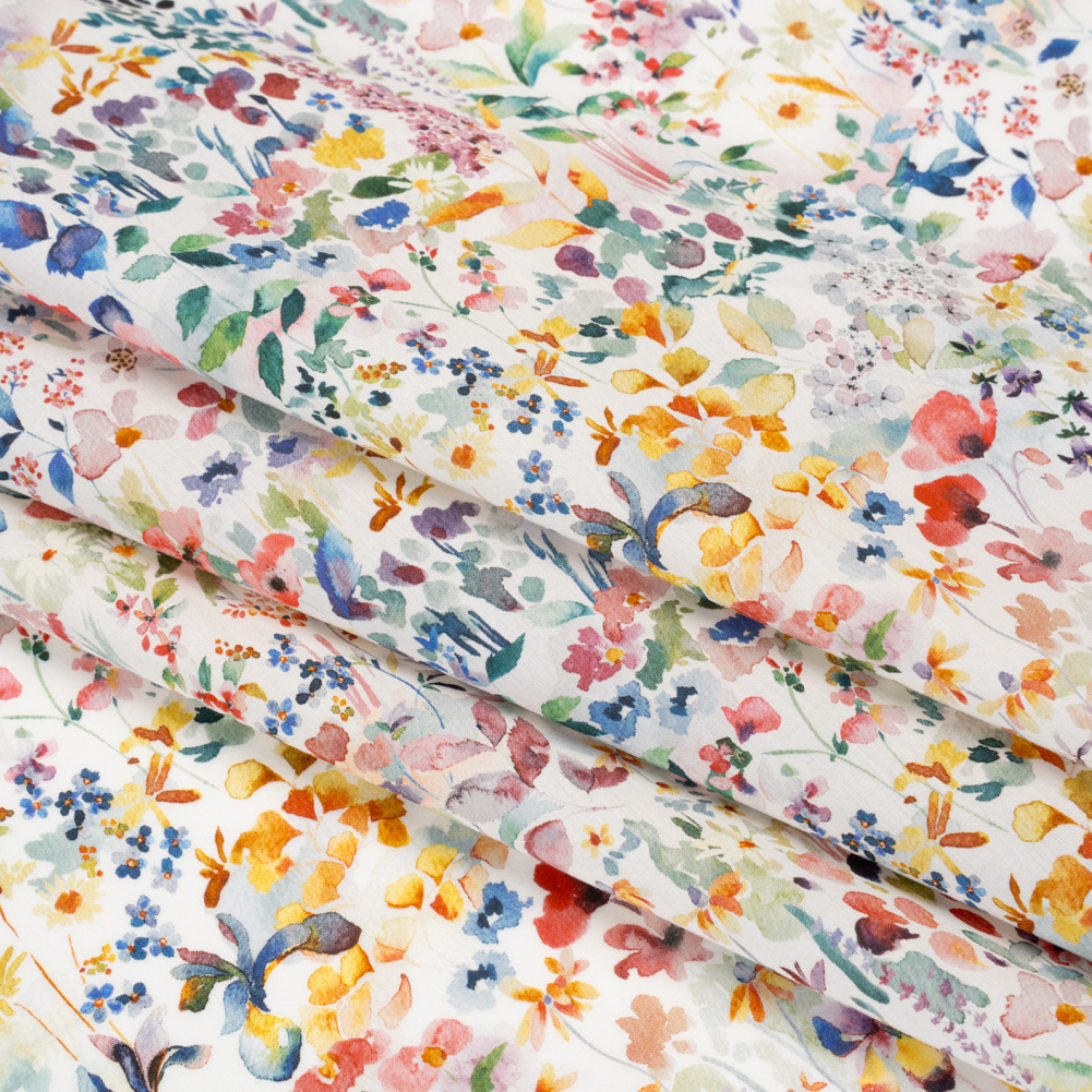 Liberty Fabrics Tana Lawn® – Felda Multi Bright – Red, Blue and Yellow Watercolor Flowers Liberty Fabrics Tana Lawn® – Felda Multi Bright – Red, Blue and Yellow Watercolor Flowers