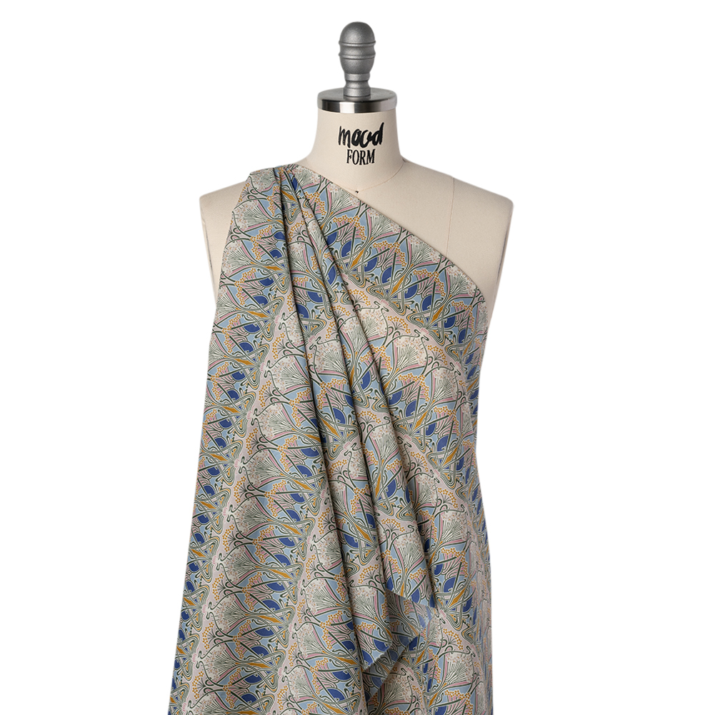 Liberty Fabrics Tana Lawn® – Ianthe Multi Pastel – Pink, Sky Blue and Yellow Art Nouveau Floral Trees Liberty Fabrics Tana Lawn® – Ianthe Multi Pastel – Pink, Sky Blue and Yellow Art Nouveau Floral Trees