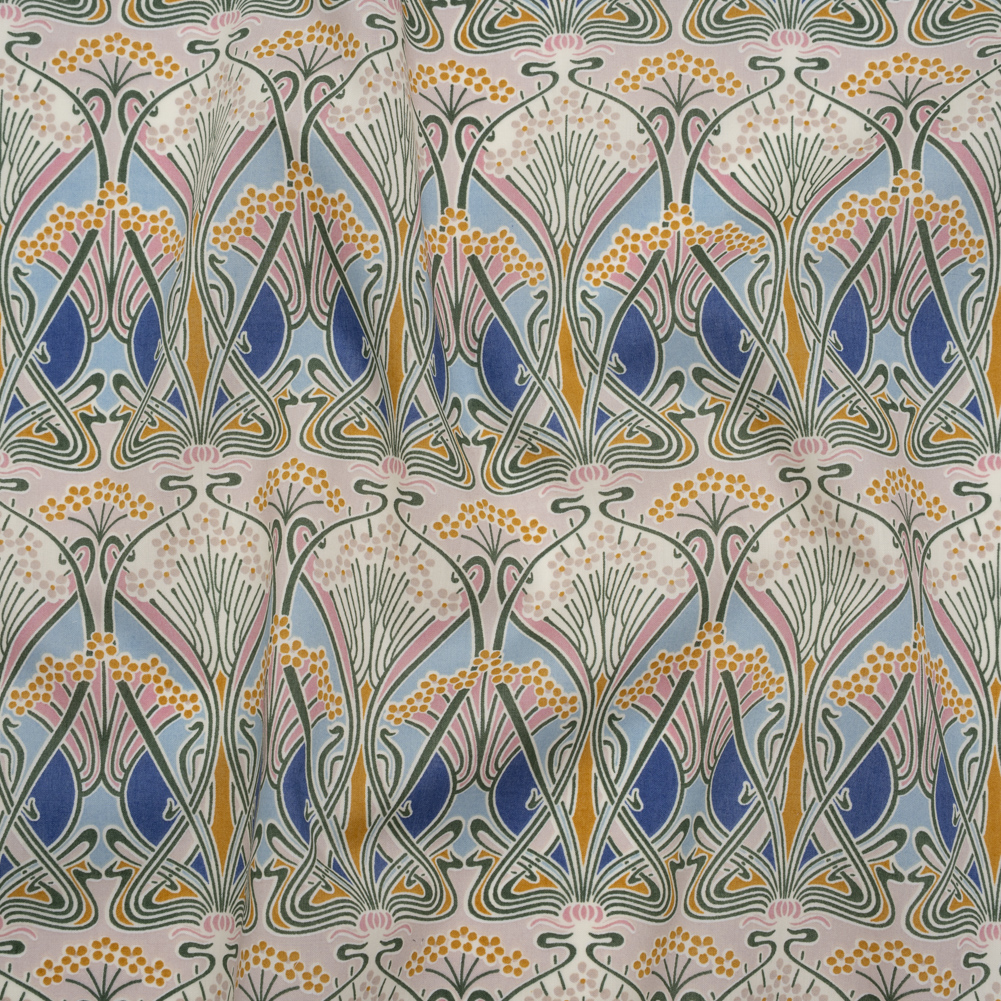 Liberty Fabrics Tana Lawn® – Ianthe Multi Pastel – Pink, Sky Blue and Yellow Art Nouveau Floral Trees Liberty Fabrics Tana Lawn® – Ianthe Multi Pastel – Pink, Sky Blue and Yellow Art Nouveau Floral Trees