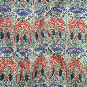 Liberty Fabrics Tana Lawnยฎ – Ianthe Red – Red, Bright Blue and Pink Art Nouveau Floral Trees Liberty Fabrics Tana Lawnยฎ – Ianthe Red – Red, Bright Blue and Pink Art Nouveau Floral Trees