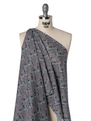 Liberty Fabrics Tana Lawn® – Aubrey Forest Blue – Blue and Orchid Purple Leafy Floral Chevrons Liberty Fabrics Tana Lawn® – Aubrey Forest Blue – Blue and Orchid Purple Leafy Floral Chevrons